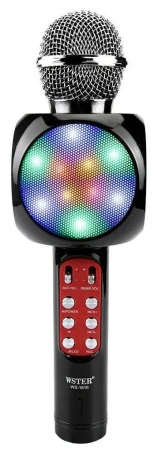 Караоке-микрофон Atom KM-1100L, 3Вт, АКБ 1800мА/ч, BT (до10м), USB,AUX, беспр.микроф.